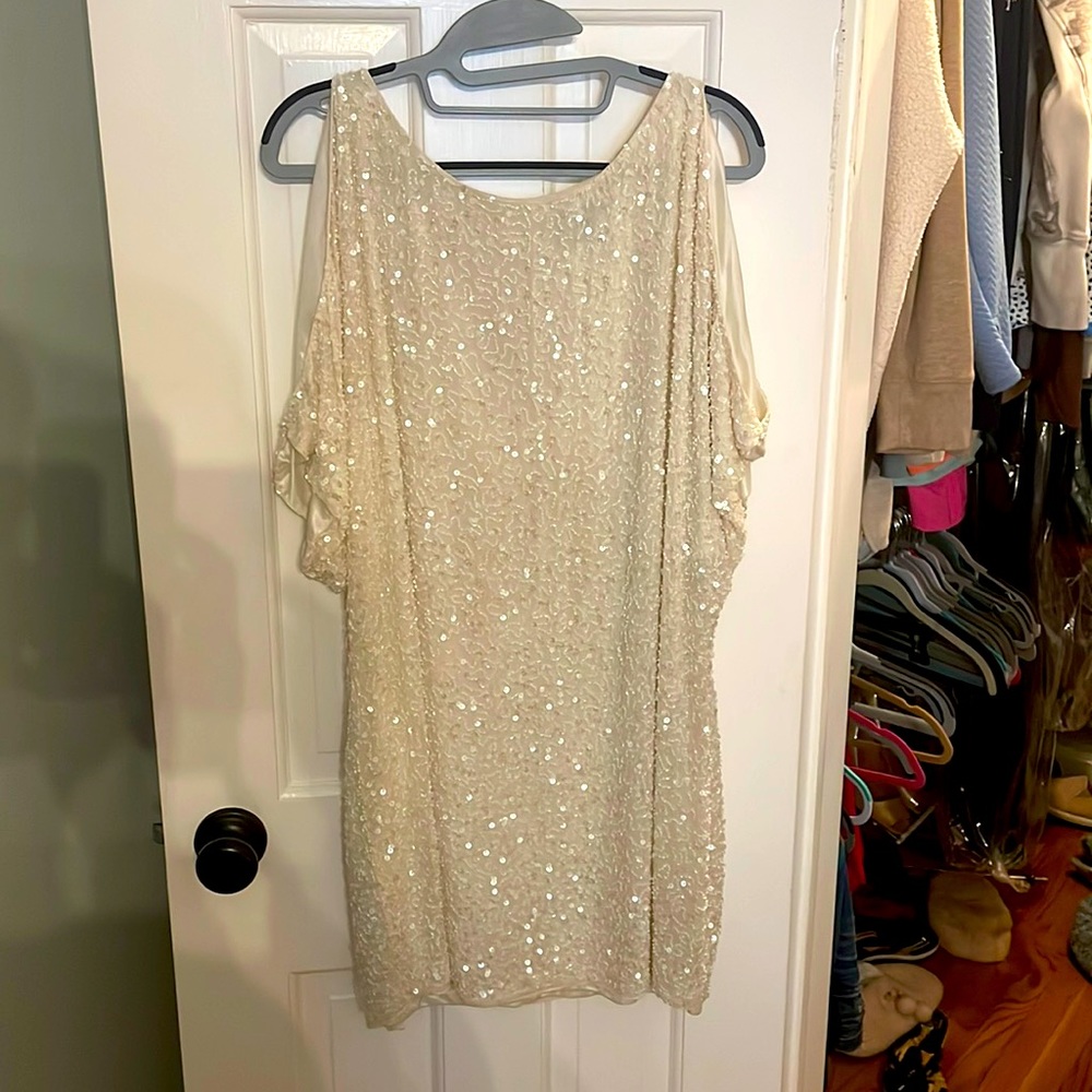 Aiden Mattix Beaded/Sequin off white  Dress size 6